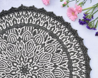 PATTERN - Graphite Mandala - brioche crochet - overlay crochet mandala - round cushion - rug - instant download