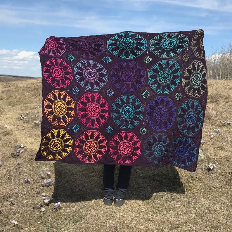 PATTERN crochet stained glass blanket overlay crochet mandala crochet pillow instant download image 2