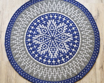 Crochet PATTERN - mosaic mandala rug - textured jute rug - instant download