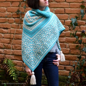 PATTERN Amaya Mosaic Shawl crochet pattern ornamental geometric instant download imagen 4