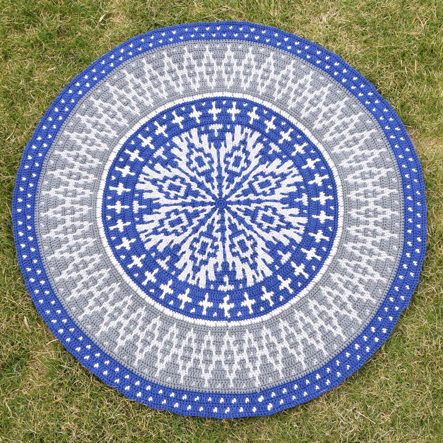Mandala Pattern Rugs Crochet PATTERN - Mosaic Mandala Rug - Textured Jute Rug - Instant ...