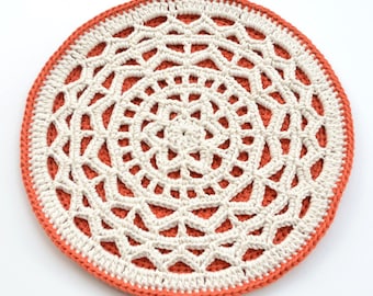 PATTERN - Geometric Mandala Hot Pad - Crocheted lace mandala - potholder, table decoration, wall hanging, instant download