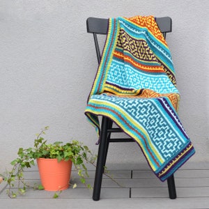 CROCHET mosaic pattern - Nya Mosaic Blanket - easy - instant download