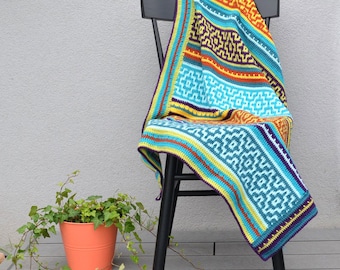 CROCHET mosaic pattern - Nya Mosaic Blanket - easy - instant download