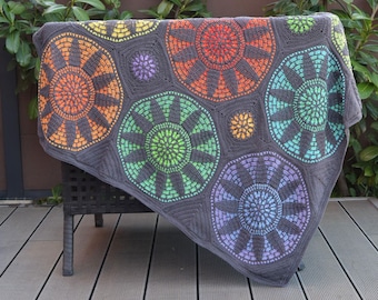 PATTERN crochet - stained glass blanket - overlay crochet mandala - crochet pillow - instant download