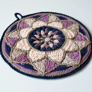 PDF pattern - Stained Glass Mandala Potholder - overlay crochet - decoration for a pillow cover - Instant download