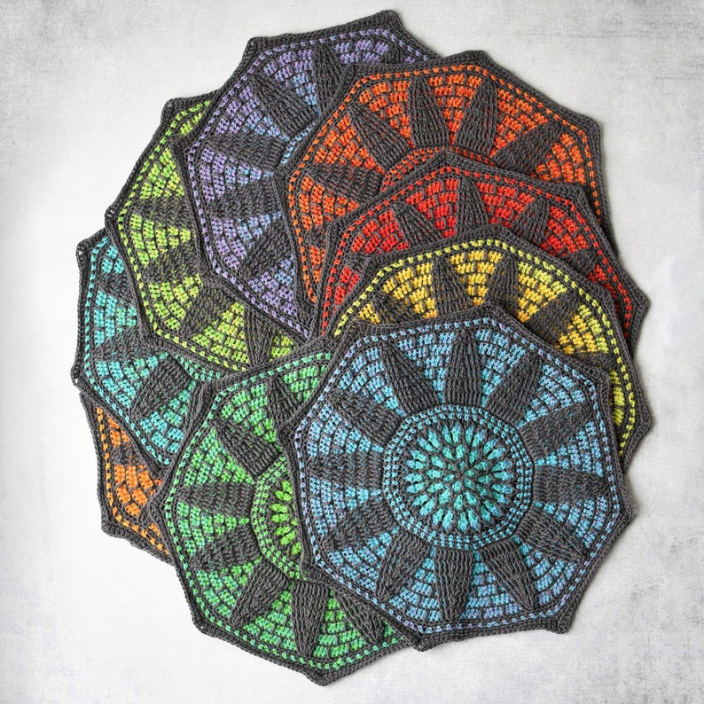 PATTERN crochet stained glass blanket overlay crochet mandala crochet pillow instant download image 6