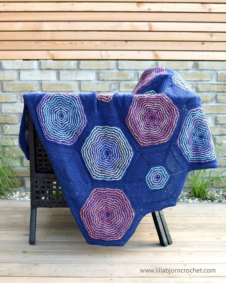 PATTERN Coral Story Blanket brioche crochet pattern hexagon motifs instant download Bild 10