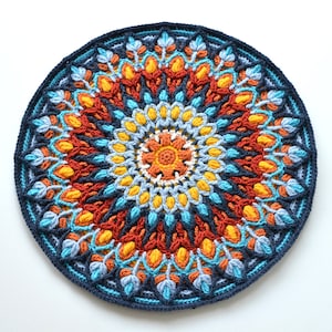 Spanish Mandala - overlay crochet PATTERN - round colorful cushion - instant download