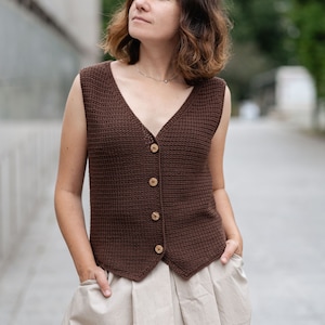 Crochet Waistcoat Pattern: Slim Fit Sleeveless Vest (Video Tutorial)