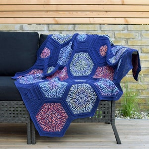 PATTERN Coral Story Blanket brioche crochet pattern hexagon motifs instant download Bild 4