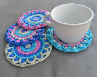 Coaster Crochet Pattern - Mandala coaster with petals - overlay crochet - PDF