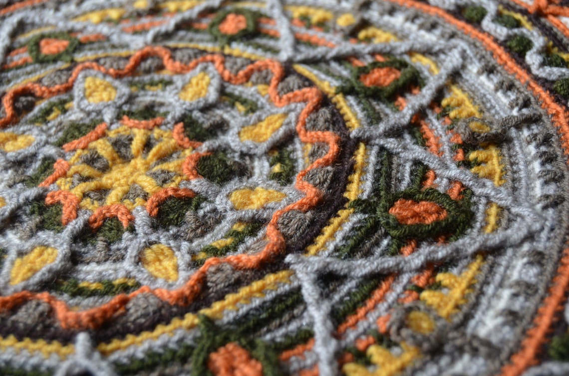 Crochet Mandala Rug Round Placemat for meditation decoration Etsy