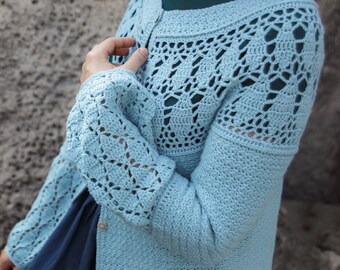 thumbnail image 2 of SAOL 100% Merino Wool Women's Irish Aran Cardigan Sweater, Long Outdoor Cable Knit Coatigan Jacket With Celtic Knot Buttons Made In Ireland 93d3135f D2ba 4195 A09d 50c6538076ba.6441b03904cf7f250c2c36a1cf93926e 2 of 10