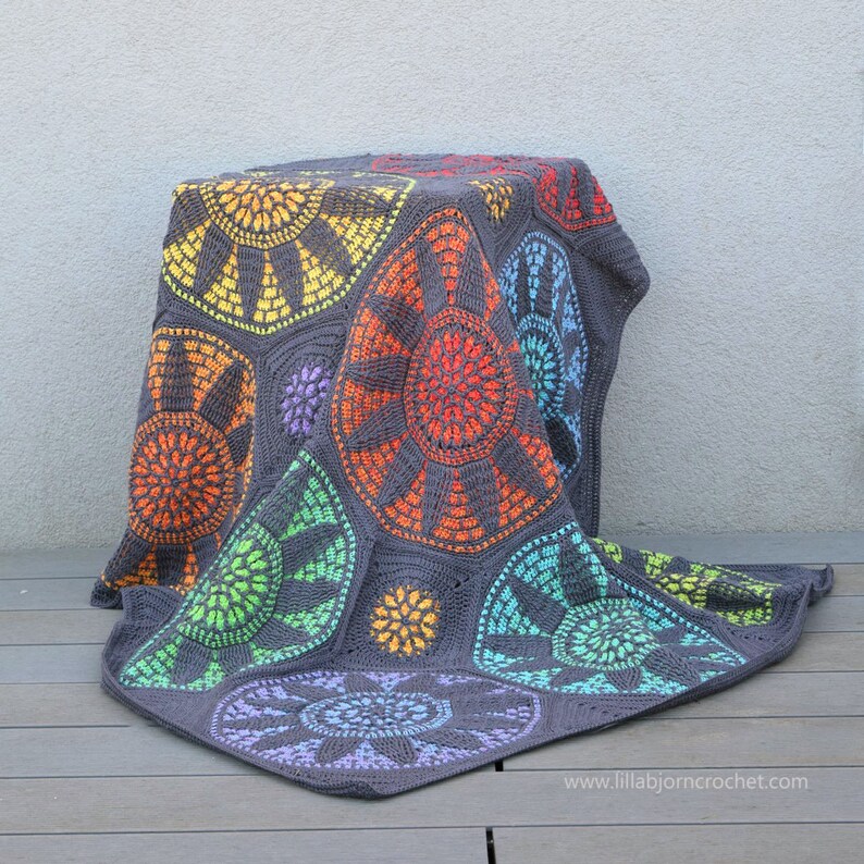 PATTERN crochet stained glass blanket overlay crochet mandala crochet pillow instant download image 3