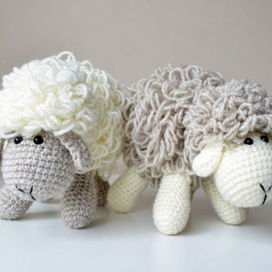 Crochet Sheep Pattern - White and gray amigurumi doll - pdf - instant download