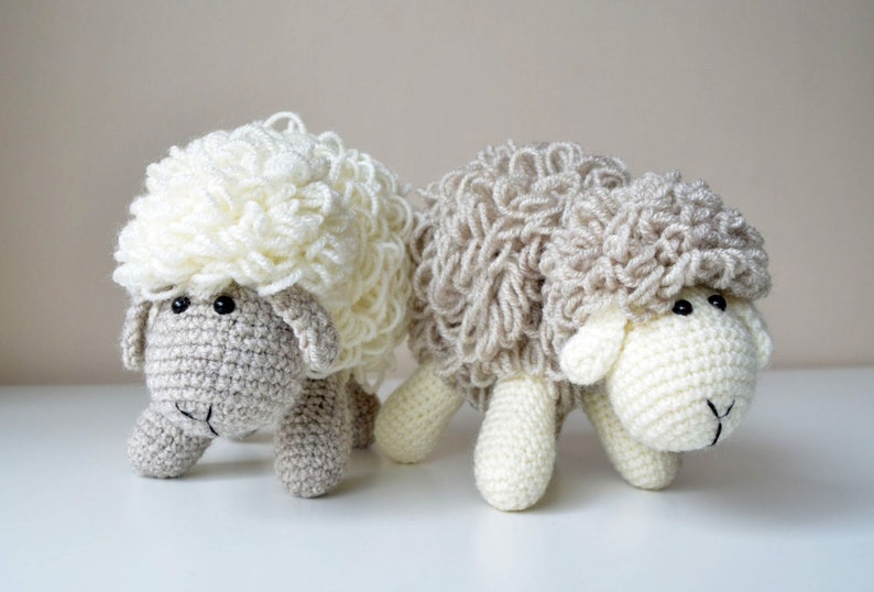 Crochet Sheep Pattern White and gray amigurumi doll pdf instant download image 1