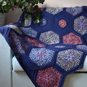 PATTERN Coral Story Blanket brioche crochet pattern hexagon motifs instant download Bild 2