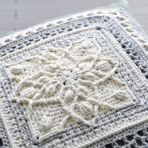 PATTERN different granny square afghan block motif with flower overlay crochet instant download image 6
