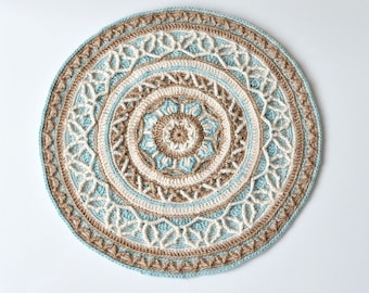 PATTERN - round crochet mandala with cables - overlay crochet - table and wall decoration - instant download