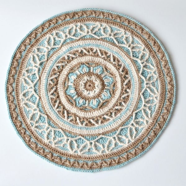PATTERN - round crochet mandala with cables - overlay crochet - table and wall decoration - instant download