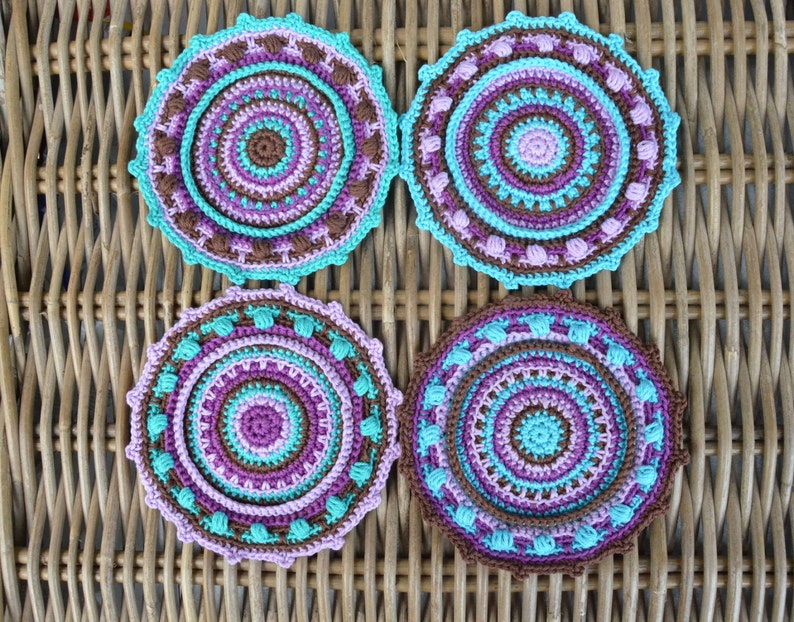 Crochet Mandala Cotton Coaster PDF Pattern Instant Download Etsy Israel
