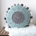 PATTERN: Sakura cabled crochet mandala - round pillow - overlay crochet - cables - with pompoms 