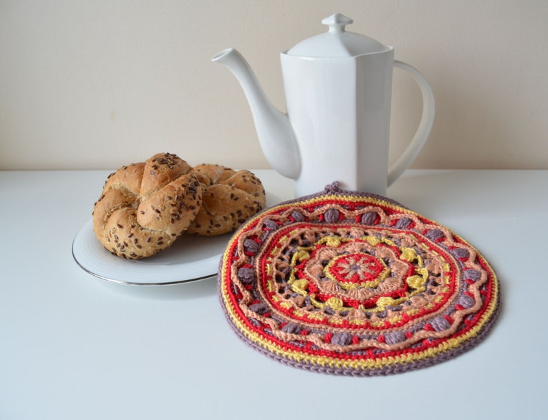 Crocheted Potholder PATTERN Round Mandala Pot Holder Etsy