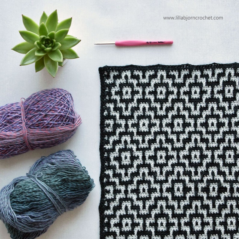 PATTERN mosaic crochet  Nya Infinity Mosaic Blanket  easy  image 1