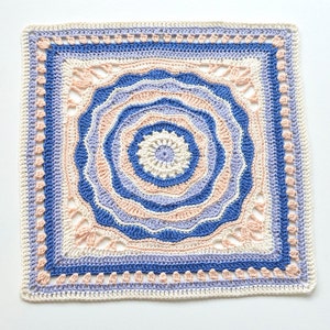 Crochet PATTERN Afghan 12 inches block square motif with mandala for blankets, afghans, pillow and stool covers image 2