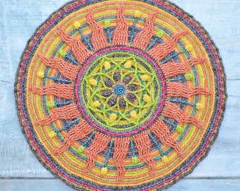 Overlay Crochet Mandala PATTERN - table decoration - Sunny Mandala for Meditation - Instant download