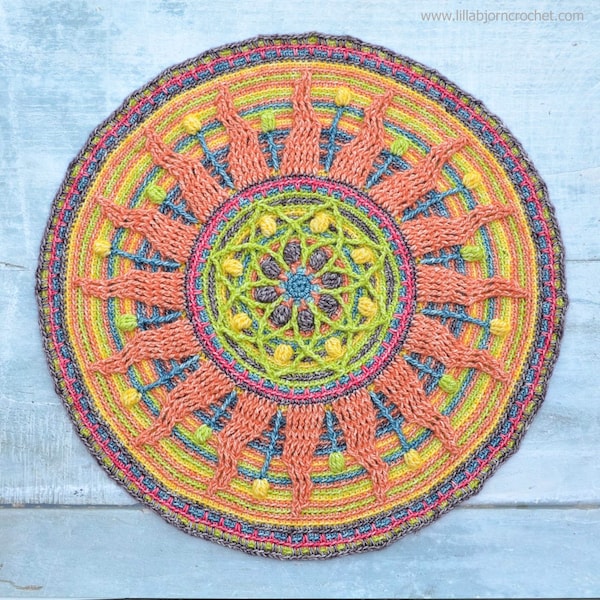 Overlay Crochet Mandala PATTERN - table decoration - Sunny Mandala for Meditation - Instant download