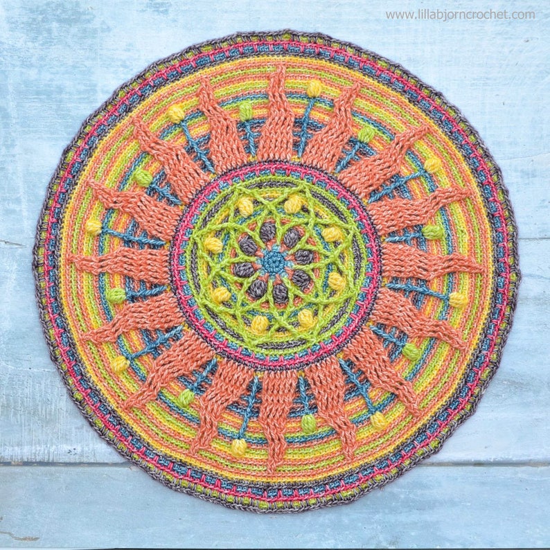 Overlay Crochet Mandala PATTERN table decoration Sunny Mandala for Meditation Instant download image 1