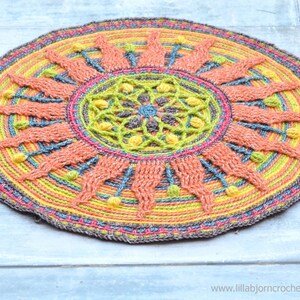 Overlay Crochet Mandala PATTERN table decoration Sunny Mandala for Meditation Instant download image 3