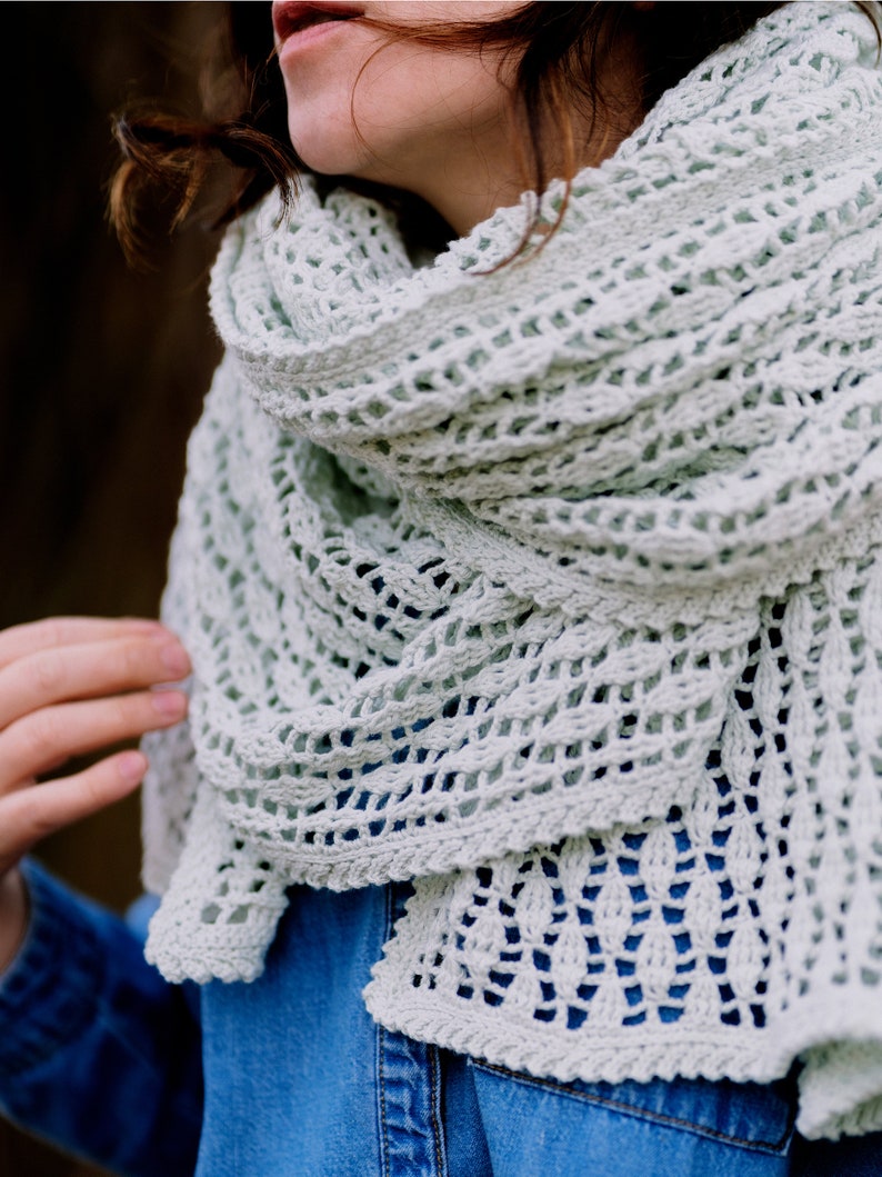 PATTERN: Morning Mist Wrap crochet wrap crochet shawl rectangle textured lace image 5