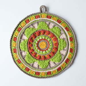 PATTERN Crocheted Potholder - Stained glass mandala - Overlay and tapestry crochet - Instant download