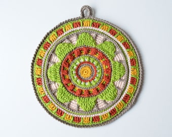 PATTERN Crocheted Potholder - Stained glass mandala - Overlay and tapestry crochet - Instant download