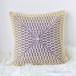 PATTERN - Brioche crochet pillow - infinity endless square - textured with cables - gift