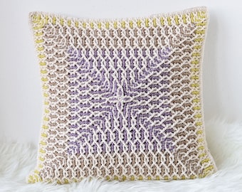 PATTERN - Brioche crochet pillow - infinity endless square - textured with cables - gift