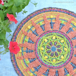 Overlay Crochet Mandala PATTERN table decoration Sunny Mandala for Meditation Instant download image 2