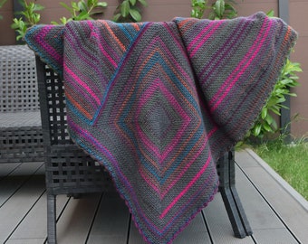 PATTERN - crochet blanket - linen stitch - colorful stripes - square - gift - baby blanket - instant download