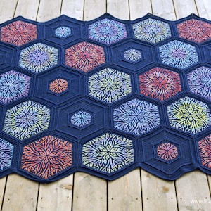 PATTERN Coral Story Blanket brioche crochet pattern hexagon motifs instant download Bild 8