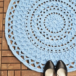 PATTERN - Crochet rug with cables - T-shirt round mandala - overlay crochet - Andromeda - Phototutorial - instant download