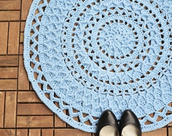 PATTERN - Crochet rug with cables - T-shirt round mandala - overlay crochet - Andromeda - Phototutorial - instant download