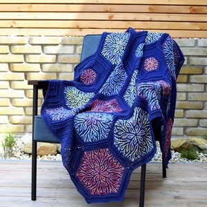 PATTERN Coral Story Blanket brioche crochet pattern hexagon motifs instant download Bild 6