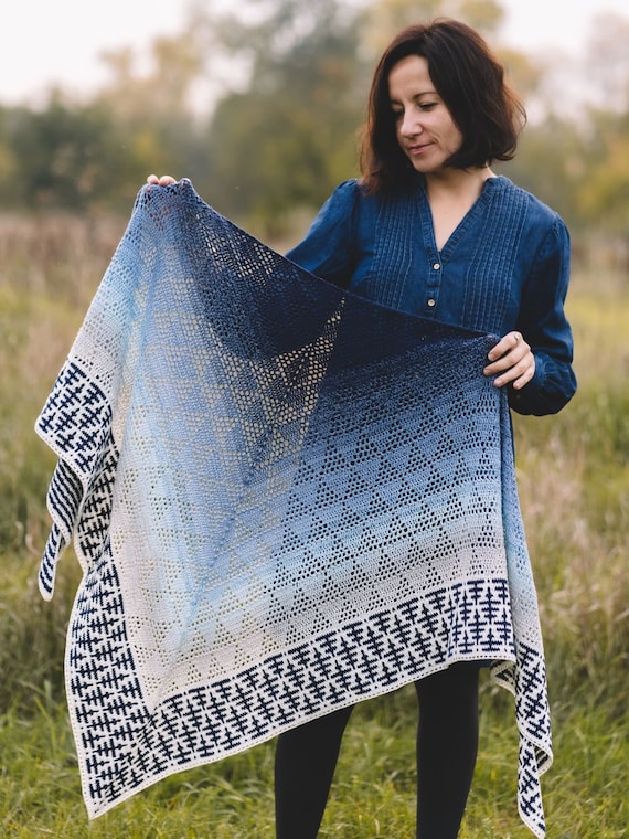 Everblue Shawl Crochet Pattern: Mosaic Design (PDF Pattern) - Etsy