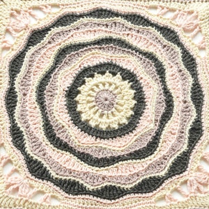 Crochet PATTERN Afghan 12 inches block square motif with mandala for blankets, afghans, pillow and stool covers image 5
