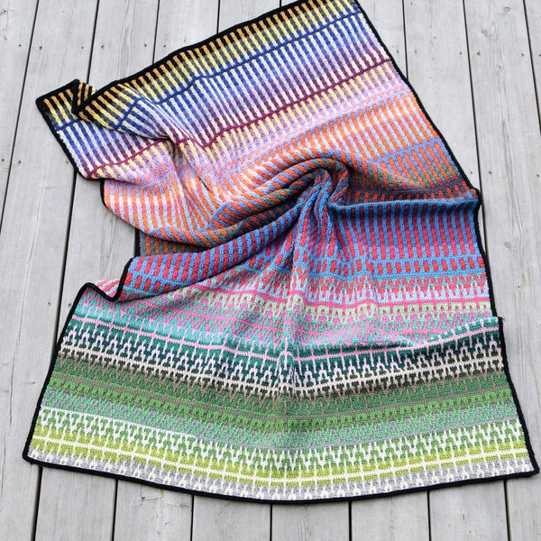 PATTERN: Mosaic Blanket Crochet pattern - a very rainbow blanket - mosaic crochet technique