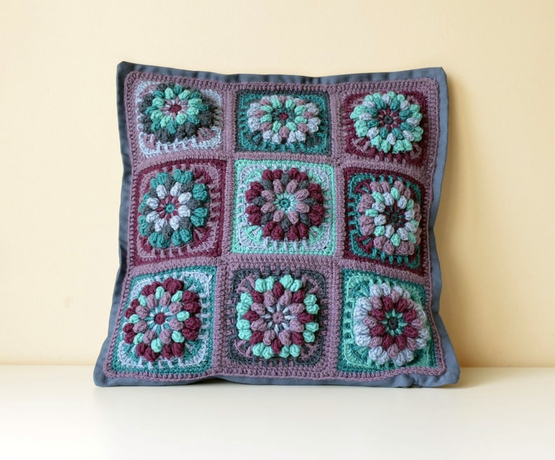 PDF Pattern of Crocheted Pillowcase Flower Granny Square Motifs Overlay Crochet Instant download image 2