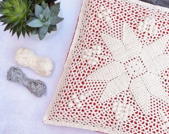 PATTERN - crochet Christmas square - textured ornament - pillow and blanket - instant download